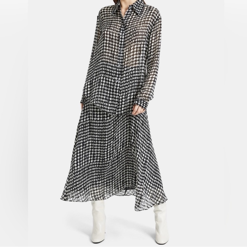 Theory Sheer Polka-Dot Weekender Button-down Shirt